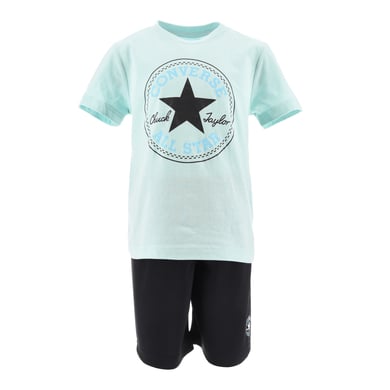 Converse Set T-shirt et short bleu clair/noir