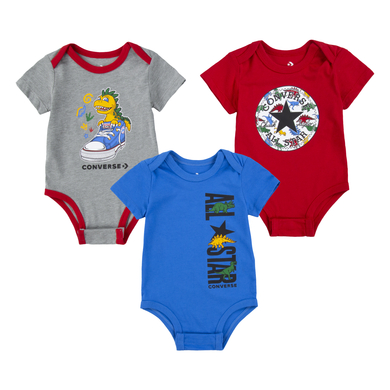Converse Pack de 3 bodies gris/bleu/rouge