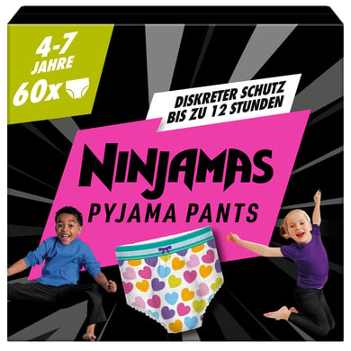 NINJAMAS PYJAMA PANTS Couches culottes pyjamas pack mensuel, 4-7 ans, 60 pièces 6 (16-30 kg)