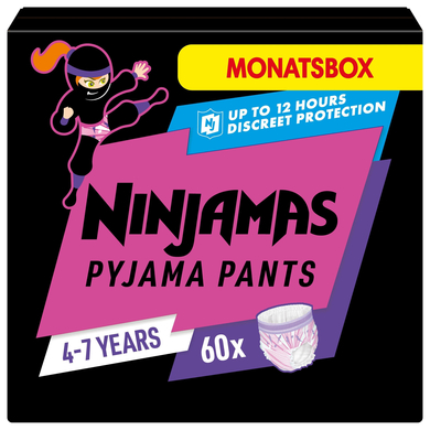 Levně NINJAMAS Pyjama Pants MÄ›sĂ­ÄŤnĂ­ box pro dĂ­vky, 4-7 let, 60 kusĹŻ