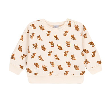 Petit Bateau Sweatshirt bébé imprimé hiboux coton blanc avalanche écureuil