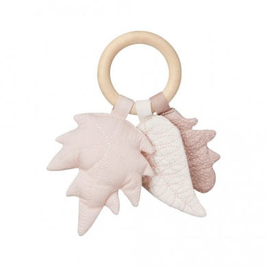 Cam Cam Copenhagen Hochet, feuilles avec anneau en bois d'érable - Rose