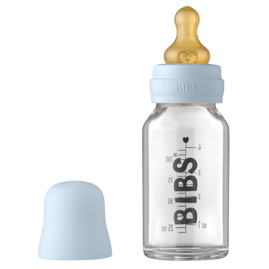 Levně Bibs Baby Bottle skleněná láhev 110 m, modrá
