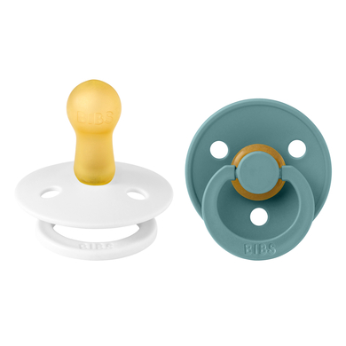 BIBS® Sucette Colour Island Sea & White latex 6-18 mois, lot de 2