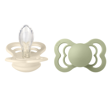 BIBS® Sucettes Supreme Ivory et Sage Silicone 6-36 mois 2 pcs