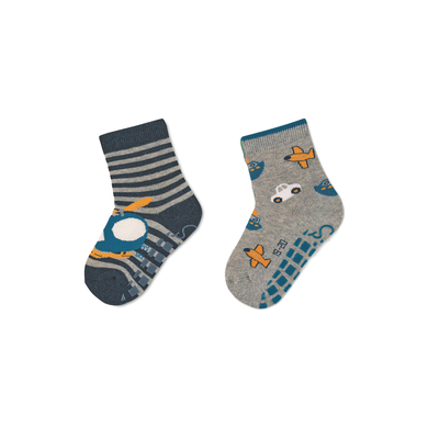Sterntaler Lot de deux chaussettes ABS Hélicoptère et véhicule bleu mélangé