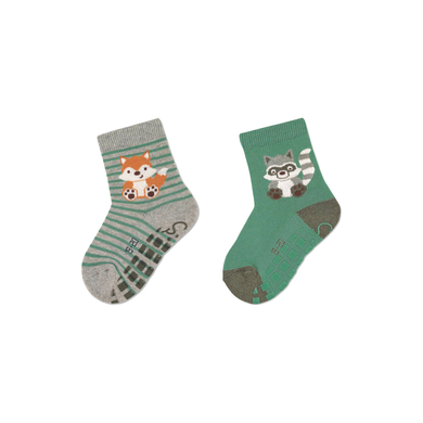 Sterntaler Chaussettes ABS double pack renard et animal de la forêt gris clair