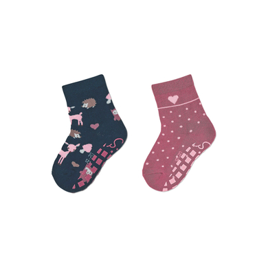 Sterntaler Lot de deux chaussettes ABS Animaux de la forêt et Touche marine