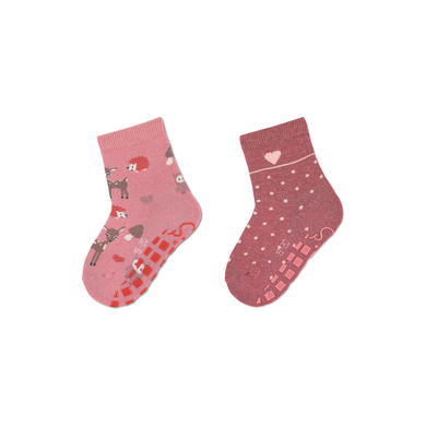 Sterntaler Lot de deux chaussettes ABS Animaux de la forêt et Touche rose