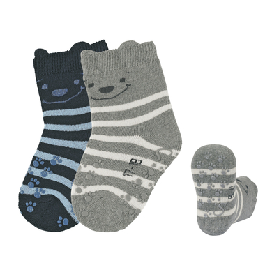 Sterntaler Chaussettes de bébé ABS pack de deux oursons marine