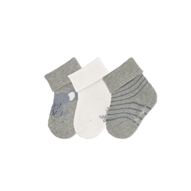 Sterntaler Lot de 3 chaussettes bébé éléphant gris clair