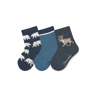 Sterntaler Lot de 3 chaussettes Ours marine