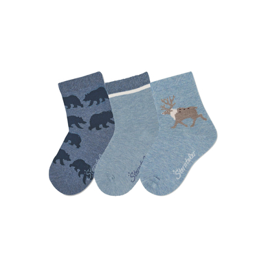 Sterntaler Lot de 3 chaussettes oursons bleu encre