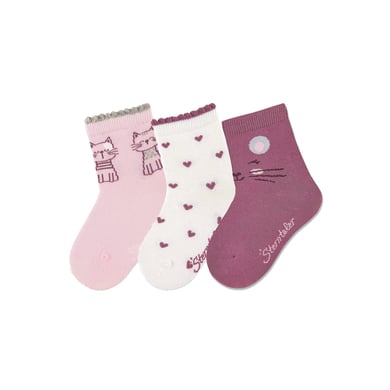 Levně Sterntaler Ponožky 3-pack cat pink