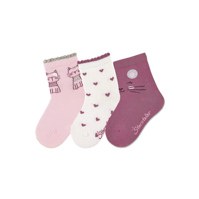 Sterntaler Chaussettes enfant chat rose lot de 3