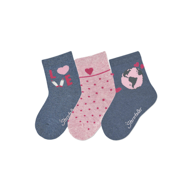 Sterntaler Lot de 3 chaussettes Love bleu encre