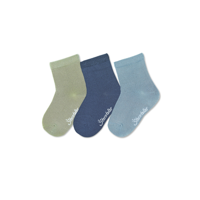 Sterntaler Lot de 3 chaussettes unies en bambou bleu