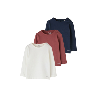 s. Olive r Lot de 3 t-shirts manches longues blanc/rouge/bleu