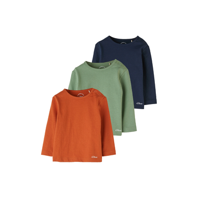 s. Olive r Lot de 3 t-shirts manches longues orange /vert/bleu