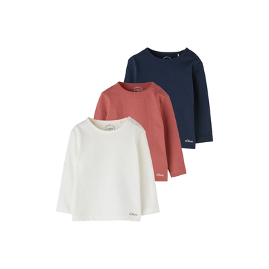 s. Olive r Lot de 3 t-shirts manches longues blanc/rouge/bleu