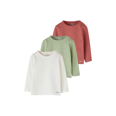 s. Olive r Lot de 3 t-shirts manches longues blanc/vert/rouge