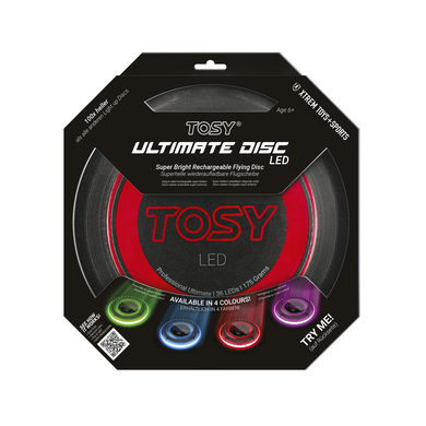 XTREM Toys and Sports Frisbee lumineux TOSY Ultimate Disc LED, rouge