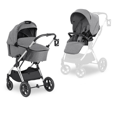 hauck Poussette duo combinée 2en1 Vision X Set argenté mélange gris