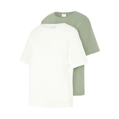mamalicious T-shirt de grossesse MLMARY pack de 2 Hedge Green /Snow White