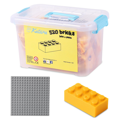 Katara Blocs de construction - 520 pièces avec boîte et plaque de base, jaune