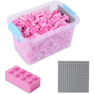 Katara Blocs de construction - 520 pièces avec boîte et plaque de base, rose