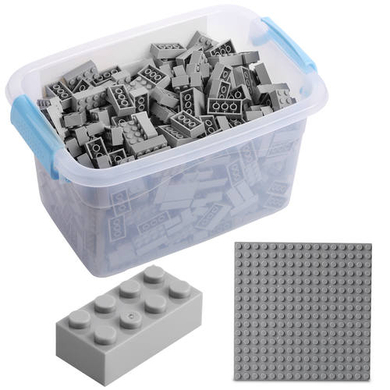 Katara Blocs de construction - 520 pièces avec boîte et plaque de base, gris clair