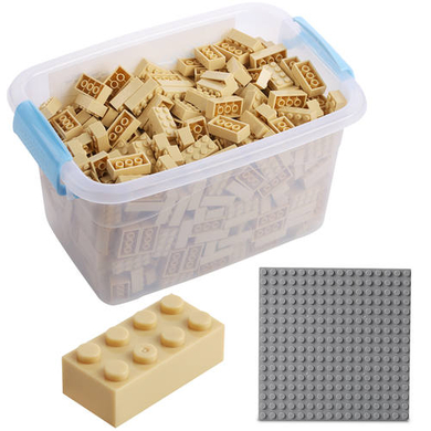 Katara Blocs de construction - 520 pièces avec boîte et plaque de base, beige
