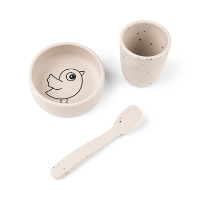 Done by Deer™ Kit vaisselle enfant First meal silicone Birdee Sand