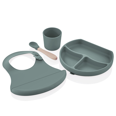 babyJem Kit vaisselle enfant silicone, vert