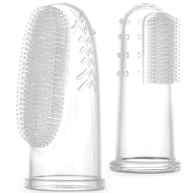 haakaa® Brosse à dents à doigt bébé, transparent lot de 2