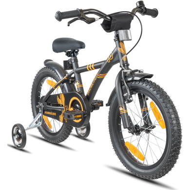 Image of PROMETHEUS BICYCLES® Bicicletta per bambini 16, con rotelle - nero/arancione