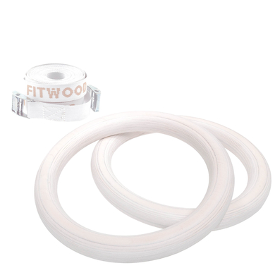 Levně Fitwood Gymnastické kruhy ULPU, bříza bílá voskovaná - bílé pásky