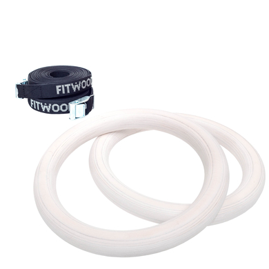 Levně Fitwood Gymnastické kruhy ULPU, bříza bílá voskovaná - černé pásky