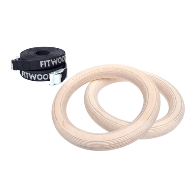 Fitwood Anelli da ginnastica ULPU MINI, betulla - cinghie nere