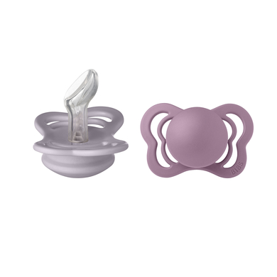 BIBS® Sucette Couture Fossil Grey & Mauve silicone 0-6 mois, lot de 2
