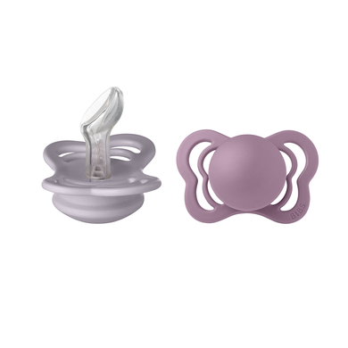BIBS® Sucettes Couture Fossil Grey & Mauve silicone 0-6 mois, 2 pcs.