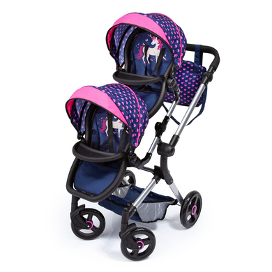 Image of bayer Design Passeggino gemellare per bambole Twin Neo con unicorno