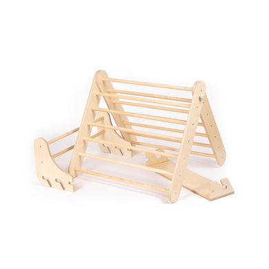 LEG & GO Triangle d'escalade enfant Pikler suédois 2en1 bois naturel