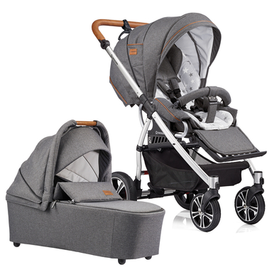 GESSLEIN Poussette duo combinée 2en1 F4 Air+, mélange gris/étoiles