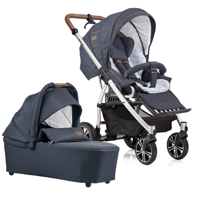 GESSLEIN Poussette duo combinée 2en1 F4 Air+, mélange bleu marine