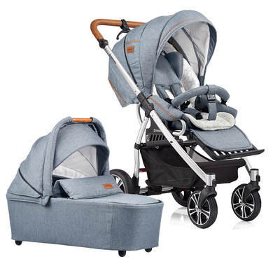 GESSLEIN Poussette duo combinée 2en1 F4 Air+, mélange bleu glacier/étoile