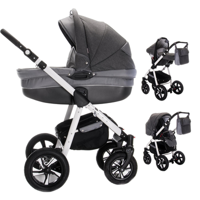 Friedrich Hugo Mandala / 3 in 1 Kombi Kinderwagen Set / Luftreifen Espresso