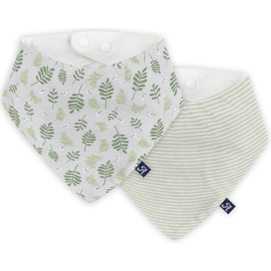Alvi® Bandana bébé feuilles flottantes gris/vert lot de 2