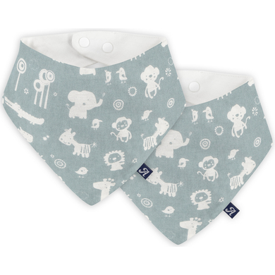 Alvi® Bandana bébé animaux zoo bleu/blanc lot de 2