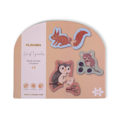 Filibabba Coffret de 7 puzzles - La faune nordique